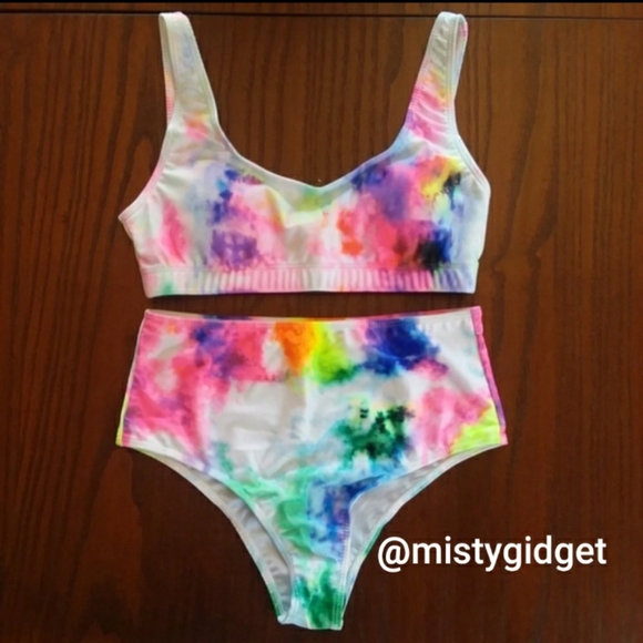 Tie Dye Bikini High Waisted Swimsuit Multicolor - Picture 5 of 8